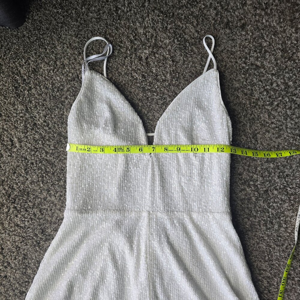 EUC Lulu's White Sequin Lace up Back Romper Size Medium - Picture 5 of 8